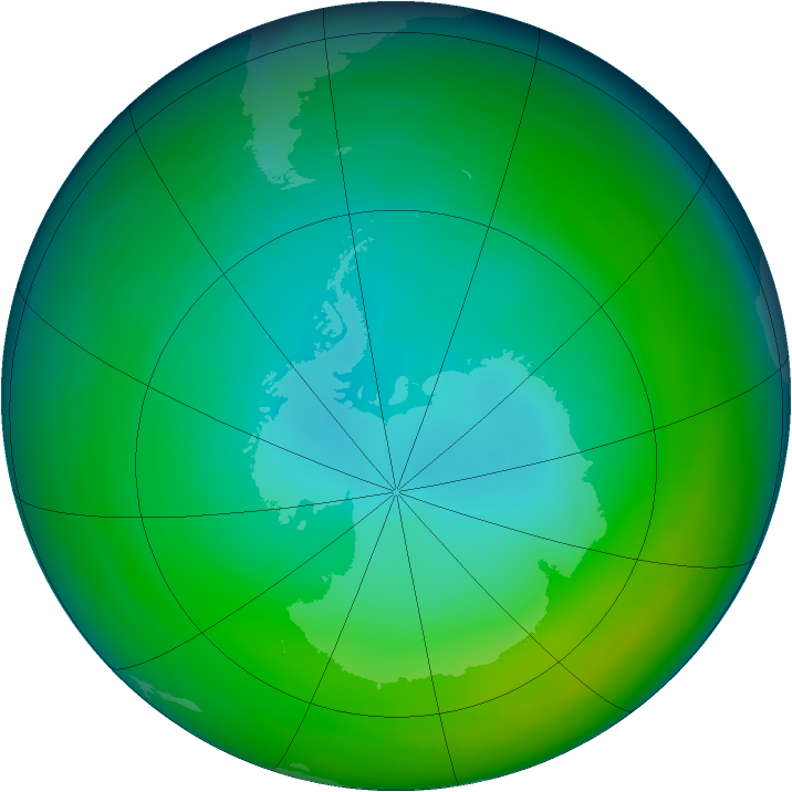 Antarctic ozone map for June 1998
